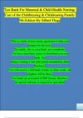 MATERNAL & CHILD HEALTH NURSING 9TH EDITION CARE OF THE CHILDBEARING & CHILDREARING FAMILY TEST BANK By JoAnne Silbert-Flagg | Complete 100 % Verified