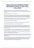 ABOLITION AND WOMEN'S RIGHT MOVEMENT’S PART 2 QUIZ TEST SOLUTION