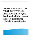 NBME CBSE ACTUAL TEST QUESTIONS AND ANSWERS(Quiz bank with all the correct answers)(usmle step 1)Medical examination