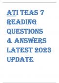 ATI TEAS 7  READING  Questions  & Answers