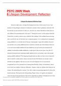 PSYC 290N Week 8 Lifespan Development: Reflection - Paper Is Graded A Pass