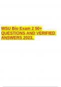 WSU Bio Exam 2 50+ QUESTIONS AND VERIFIED ANSWERS 2023.