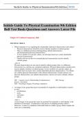 Ball Siedel's Guide to physical examination 9th Edition Test Bank Questions and Answers Chapter -2023