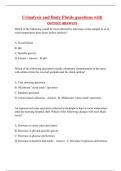 Urinalysis and Body Fluids questions with correct answers