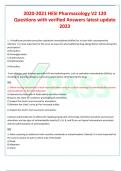 2020-2021 HESI Pharmacology V2 120 Questions with verified Answers latest update  2023