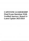 CAPSTONE LEADERSHIP Final Exam Questions With Verified Answers | Rated A+ Latest Update 2023/2024