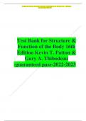 Test Bank for Structure & Function of the Body 16th Edition Kevin T. Patton & Gary A. Thibodeau -guaranteed pass-2022-2023