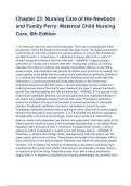 Chapter 23: Nursing Care of the Newborn and Family Perry: Maternal Child Nursing Care, 6th Edition with QUESTIONS WITH VERIFIED ANSWERS A+ RATED.