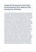 Chapter 08: Nursing Care of the Family During Pregnancy Perry: Maternal Child Nursing Care, 6th Edition Verified Answers A+ RATED 2022/2023