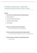 BIOL 1001 (Paul) SI Session #5 Review Key (Exam Prep Questions) - Louisiana State University (LSU), Baton Rouge