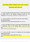 ATI PEDS PROCTORED 2019-2023 EXAM  Questions and A questions and answers} (2022/2023) (verified answers)