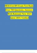 HESI Exit RN Exam 2023 Test Bank Over 700 Questions, Answers With Rationale latest 100% Verified