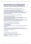 Florida Dental Law and Rules Exam Practice Qs & Answers(SCORED A)