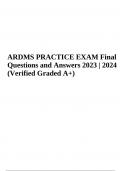 ARDMS Final Exam Practice Questions With Verified Answers 2023 | 2024 Graded A+