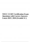 NNCC CCHT Certification Exam Questions with Correct and Verified Answers Latest Update 2023/2024 Graded A+