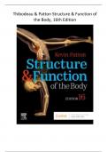 Structure & Function of the Body, 16th Edition BY Thibodeau & Patton TEST BANK - QUESTIONS & ANSWERS (ALL CHAPTERS COVERED) LATEST UPDATE