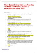 West Coast University, Los Angeles - NURSE 420 Exam 2 leader 2/ Download To Score An A