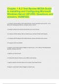 Chapter 1 & 2 Test Review MCSA Guide to Installing and Configuring Microsoft Windows Server 2012/R2. Questions and answers, VERIFIED.