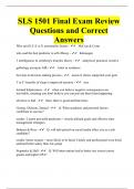 SLS 1501 Final Exam Review Questions and Correct Answers