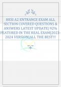 HESI A2 ENTRANCE EXAM ALL SECTION COVERED QUESTIONS & ANSWERS LATEST UPDATE| 92% FEATURED IN THE REAL EXAM|2023-2024 UPDATE|ALL THE BEST