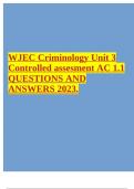 WJEC Criminology Unit 3 Controlled assesment AC 1.1 QUESTIONS AND ANSWERS 2023.