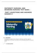 MATERNITY NURSING: AND NEWBORN NURSING TEST BANK |  PART 1|QUESTIONS AND ANSWERS GRADED A+