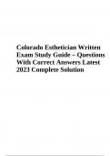 Colorado Esthetician Written Exam Questions With Correct Answers | Complete Solution Graded A+ 2023