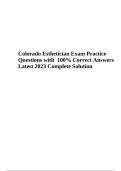 Colorado Esthetician Exam Practice Questions with Verified Answers | Complete Solution Latest Update 2023 