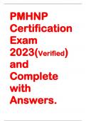 PMHNP Certification Exam 2023(Verified) and Complete with Answers.