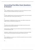 Accounting Final Misc Exam Questions & Answers