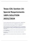 Texas CDL Section 14:  Special Requirements 100% SOLUTION  2023//2024