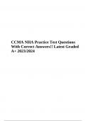 CCMA NHA Exam Practice Test Questions With Correct Answers!! Latest Graded A+ 2023/2024 