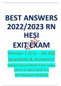 2022/2023 RN HESI EXIT EXAM - Version 3 (V3) All 160 Qs &As Included - Guaranteed Pass A+!!!