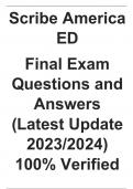 Scribe America ED Final Exam Questions and Answers (Latest Update 2023/2024) 100% Verified