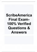 Exam (elaborations) 2023/2024 ScribeAmerica Final Exam- 100% Verified Questions & Answers