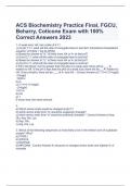 ACS Biochemistry Practice Final, FGCU, Beharry, Coticone Exam with 100% Correct Answers 2023