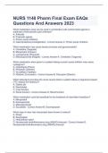 NURS 1140 Pharm Final Exam EAQs Questions And Answers 2023