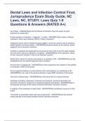 Dental Laws and Infection Control Final, Jurisprudence Exam Study Guide, NC Laws, NC, STUDY, Laws Quiz 1-9 Questions & Answers (RATED A+)