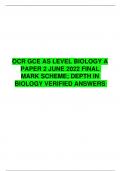 OCR GCE AS LEVEL BIOLOGY A PAPER 2 JUNE 2022 FINAL MARK SCHEME; DEPTH IN BIOLOGY VERIFIED ANSWERS