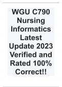 WGU C790 Nursing Informatics Latest Update 2023 Verified and Rated 100% Correct!!.