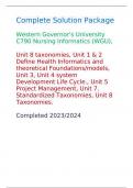 WGU C790 Nursing Informatics Unit 1-8 Combined Complete Solution Package (2023/2024)