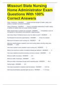 Missouri State Nursing Home Administrator Exam Questions With 100% Correct Answers