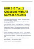 NUR 212 Test 2 Questions with All Correct Answers 