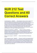 NUR 212 Test Questions and All Correct Answers 