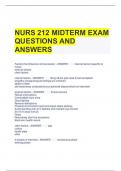 Bundle For NUR 212 Exam Questions and Answers All Correct