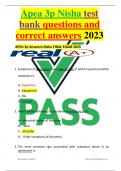 APEA 3p Answers Nisha FINAL EXAM 2023  Apea 3p Nisha test bank questions and correct answers 2023 APEA 3p Answers Nisha FINAL EXAM 2023 