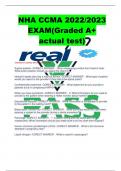 NHA CCMA 2022/2023 EXAM(Graded A+ actual test) NHA CCMA EXAM 2023 ( A+ GRADED 100% VERIFIED) 