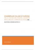 CHAMBERLAIN COLLEGE OF NURSING (HESI A2) VOCABULARY, READING, GRAMMAR, MATH, BIOLOGY, CHEMISTRY & PHYSICS (V2) - QUESTIONS & ANSWERS (RATED A+) LATEST VERSION