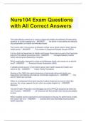 Nurs104 Exam Questions with All Correct Answers 