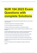 Bundle For Nurs104 Exam Questions with All Correct Answers